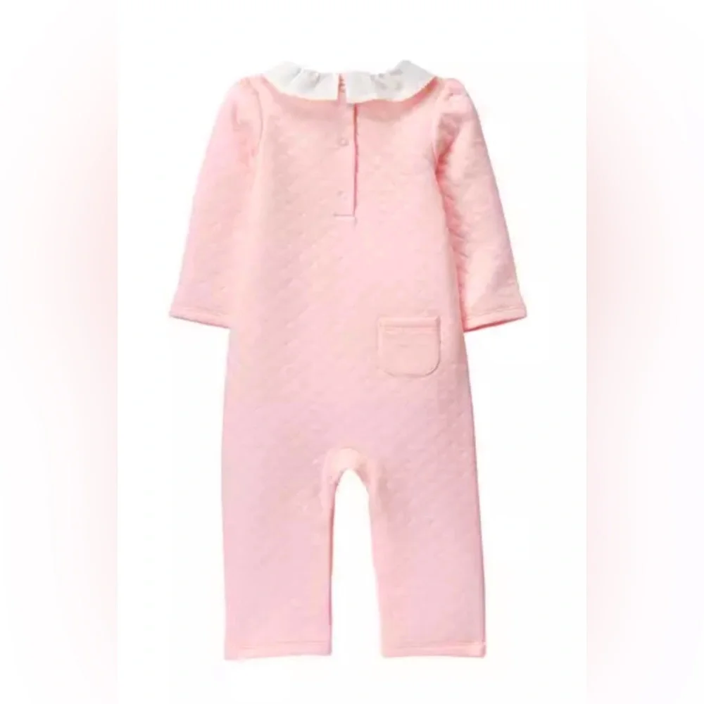 Newborn Petal Pink Quilted 1-Piece-Janie & Jack, 6-13 Mo-Excellent Preowned Cond